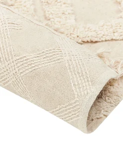 Teppich Baumwolle Hellbeige 160 X 230 Cm Geometrisches Muster Kurzflor Ardahan