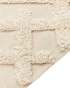 Teppich Baumwolle Hellbeige 160 X 230 Cm Geometrisches Muster Kurzflor Ardahan