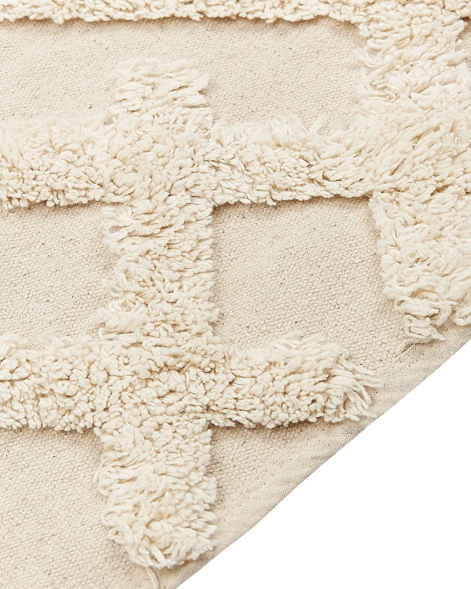 Teppich Baumwolle Hellbeige 160 X 230 Cm Geometrisches Muster Kurzflor Ardahan