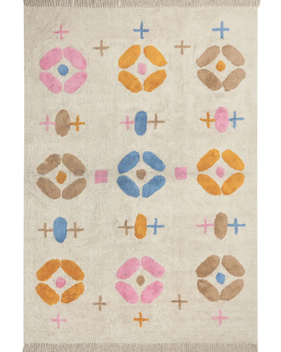 Teppich Baumwolle Mehrfarbig 160 X 230 Cm Geometrisches Muster Kurzflor Daran