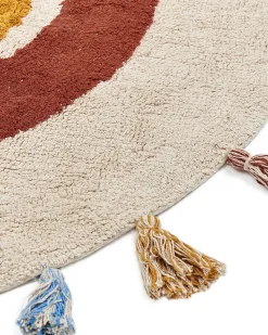 Teppich Baumwolle Mehrfarbig O 120 Cm Geometrisches Muster Kurzflor Yagci