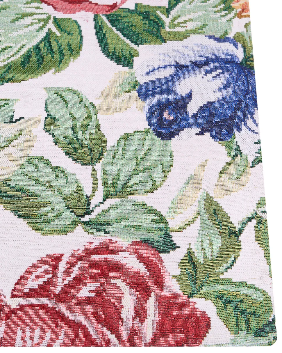 Teppich Baumwolle Mehrfarbig 140 X 200 Cm Blumenmuster Kurzflor Farwan