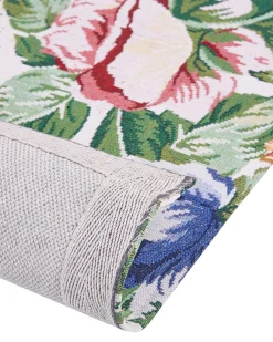 Teppich Baumwolle Mehrfarbig 140 X 200 Cm Blumenmuster Kurzflor Farwan