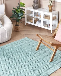 Teppich Baumwolle Mintgrun 160 X 230 Cm Geometrisches Muster Kurzflor Sirnak