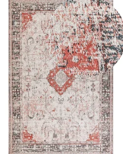 Teppich Baumwolle Rot / Beige 160 X 230 Cm Orientalisches Muster Kurzflor Attera