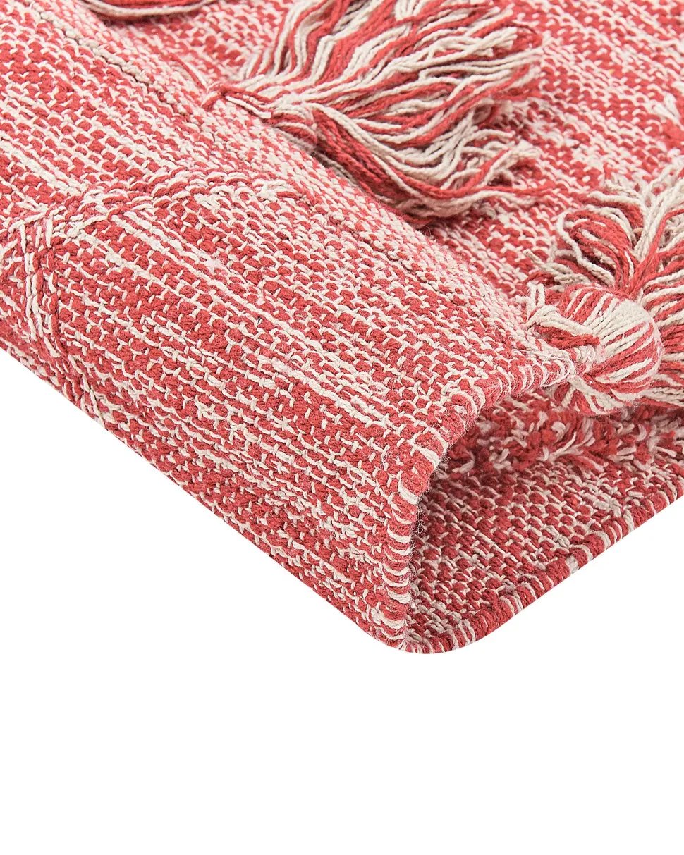 Teppich Baumwolle Rot 160 X 230 Cm Mit Quasten Nigde