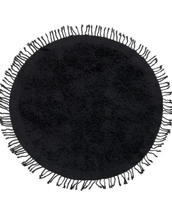Teppich Baumwolle Schwarz 140 Cm Fransen Shaggy Bitlis