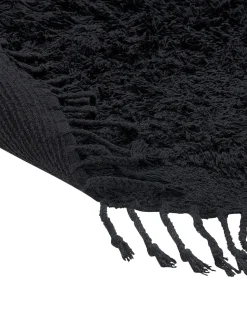 Teppich Baumwolle Schwarz 140 Cm Fransen Shaggy Bitlis