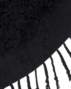 Teppich Baumwolle Schwarz 140 Cm Fransen Shaggy Bitlis