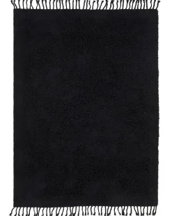 Teppich Baumwolle Schwarz 140 X 200 Cm Fransen Shaggy Bitlis