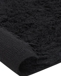 Teppich Baumwolle Schwarz 140 X 200 Cm Fransen Shaggy Bitlis