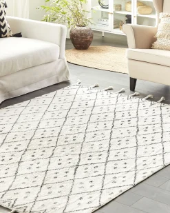 Teppich Baumwolle Weis / Schwarz 160 X 230 Cm Cm Kurzflor Agadir