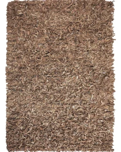 Teppich Beige 160 X 230 Cm Leder Shaggy Mut