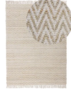 Teppich Beige 140 X 200 Cm Zickzack-Muster Kurzflor Zweiseitig Afrin