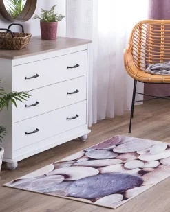 Teppich Beige Steinoptik 80 X 150 Cm Kurzflor Denizli