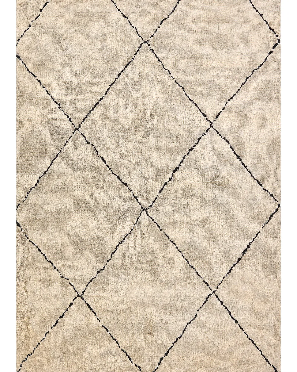 Teppich Beige/Schwarz 160 X 230 Cm Shaggy Mutki
