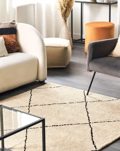 Teppich Beige/Schwarz 160 X 230 Cm Shaggy Mutki