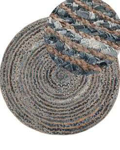 Teppich Blau / Beige O 120 Cm Patchwork Kurzflor Maslak