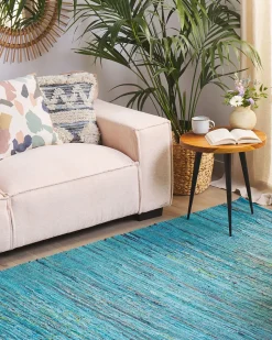 Teppich Blau 140 X 200 Cm Kurzflor Mersin