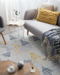 Teppich Grau-Gelb Dreieck-Motiv 160 X 230 Cm Yayla