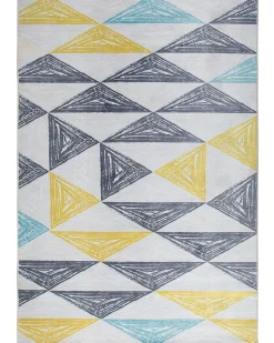 Teppich Grau-Gelb-Mintgrun Dreieckmuster 160 X 230 Cm Kalen