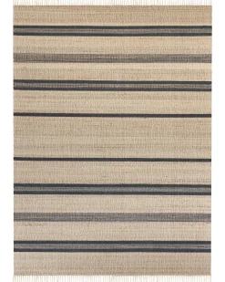 Teppich Jute Beige / Graphitgrau 160 X 230 Cm Streifenmuster Kurzflor Zweiseitig Talpur