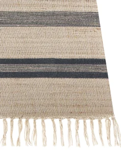 Teppich Jute Beige / Graphitgrau 160 X 230 Cm Streifenmuster Kurzflor Zweiseitig Talpur