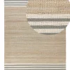 Teppich Jute Beige / Grau 160 X 230 Cm Streifenmuster Kurzflor Zweiseitig Mirza