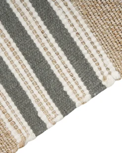 Teppich Jute Beige / Grau 160 X 230 Cm Streifenmuster Kurzflor Zweiseitig Mirza