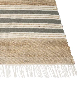 Teppich Jute Beige / Grau 160 X 230 Cm Streifenmuster Kurzflor Zweiseitig Mirza