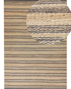 Teppich Jute Beige / Grau 160 X 230 Cm Streifenmuster Kurzflor Zweiseitig Budho