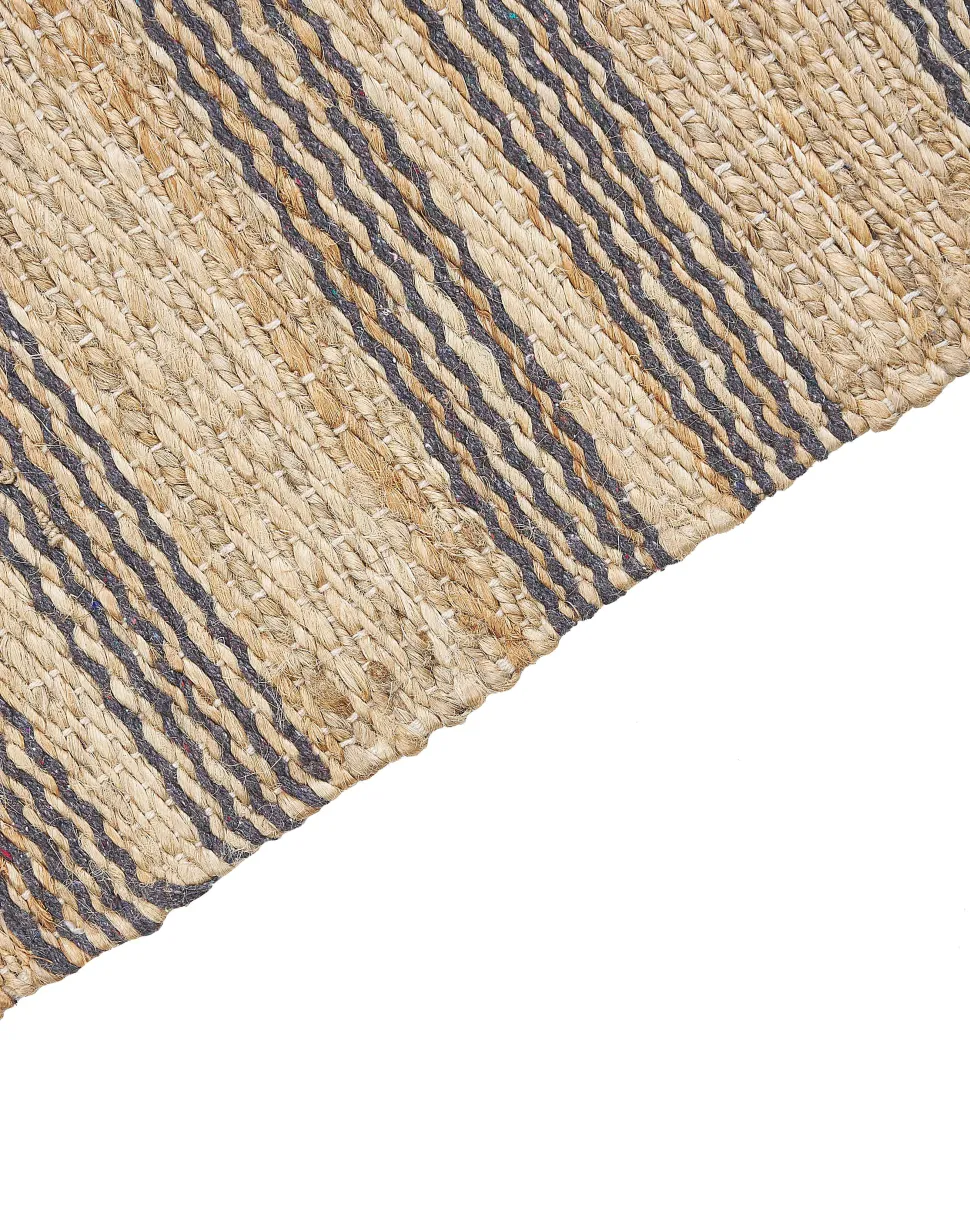 Teppich Jute Beige / Grau 160 X 230 Cm Streifenmuster Kurzflor Zweiseitig Budho