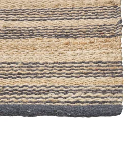 Teppich Jute Beige / Grau 160 X 230 Cm Streifenmuster Kurzflor Zweiseitig Budho