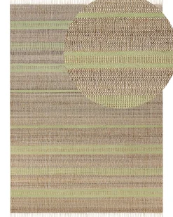 Teppich Jute Beige / Hellgrun 160 X 230 Cm Streifenmuster Kurzflor Zweiseitig Talpur