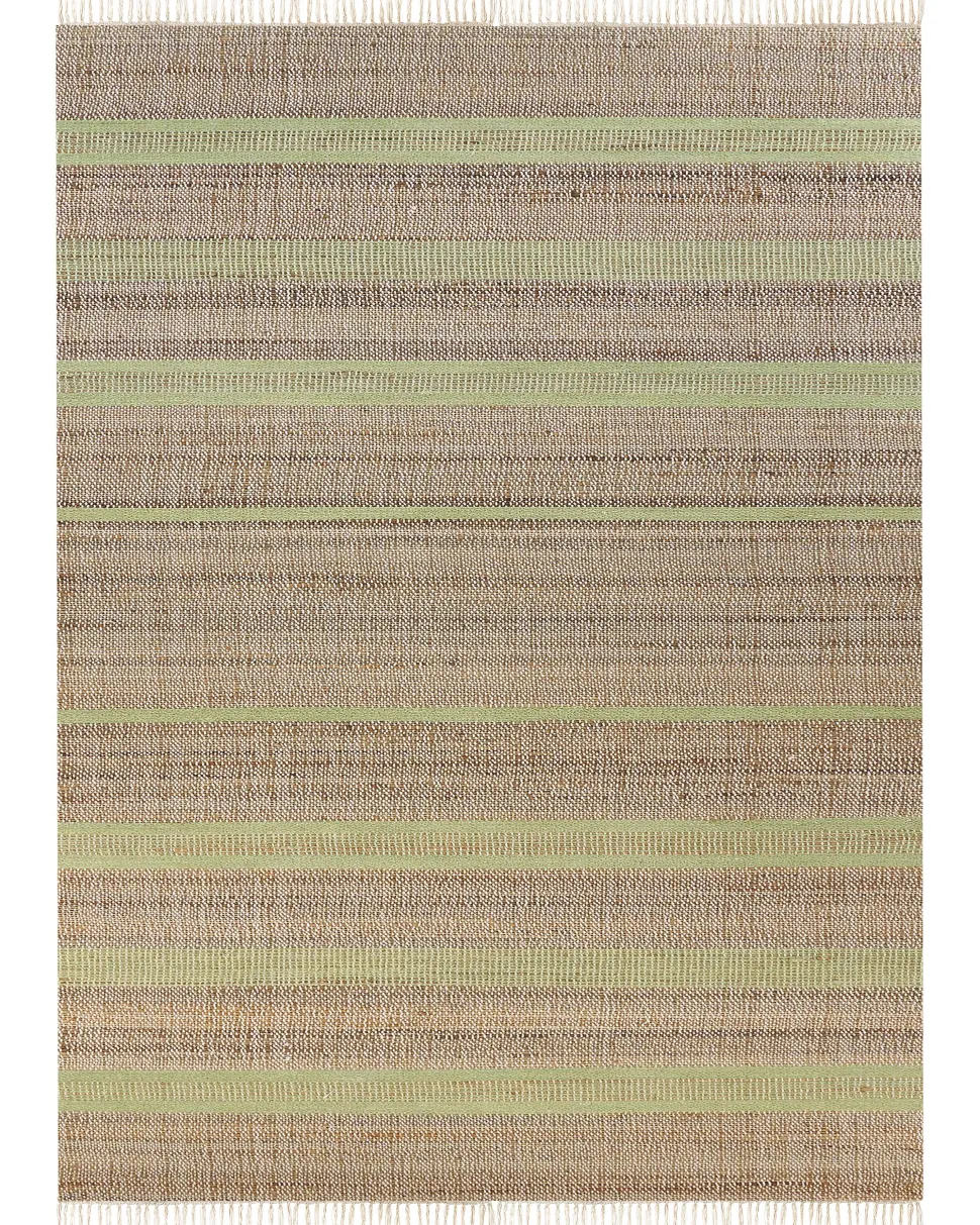 Teppich Jute Beige / Hellgrun 160 X 230 Cm Streifenmuster Kurzflor Zweiseitig Talpur