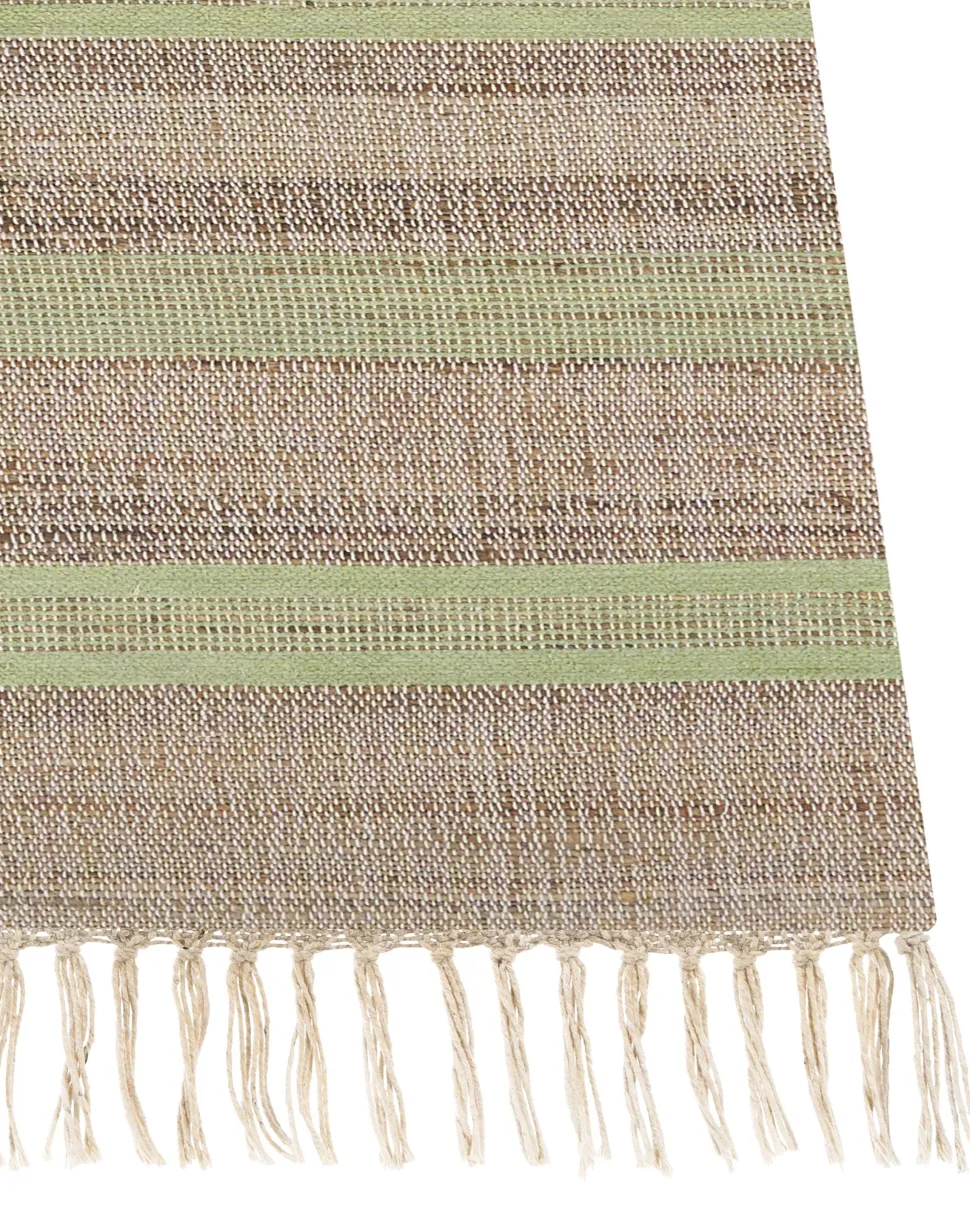 Teppich Jute Beige / Hellgrun 160 X 230 Cm Streifenmuster Kurzflor Zweiseitig Talpur