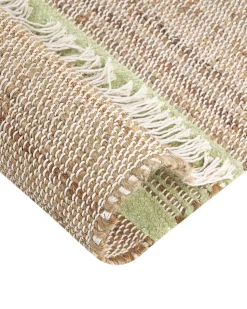 Teppich Jute Beige / Hellgrun 160 X 230 Cm Streifenmuster Kurzflor Zweiseitig Talpur