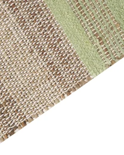 Teppich Jute Beige / Hellgrun 160 X 230 Cm Streifenmuster Kurzflor Zweiseitig Talpur
