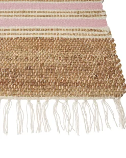 Teppich Jute Beige / Pastellrosa 160 X 230 Cm Streifenmuster Kurzflor Zweiseitig Mirza