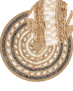 Teppich Jute Beige / Schwarz 140 Cm Kurzflor Goyne