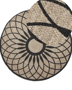 Teppich Jute Beige / Schwarz 140 Cm Kurzflor Kullar