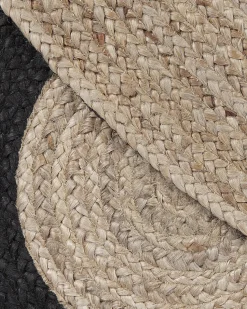 Teppich Jute Beige / Schwarz 140 Cm Kurzflor Kullar