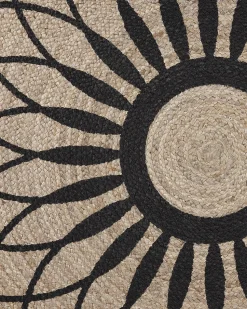Teppich Jute Beige / Schwarz 140 Cm Kurzflor Kullar