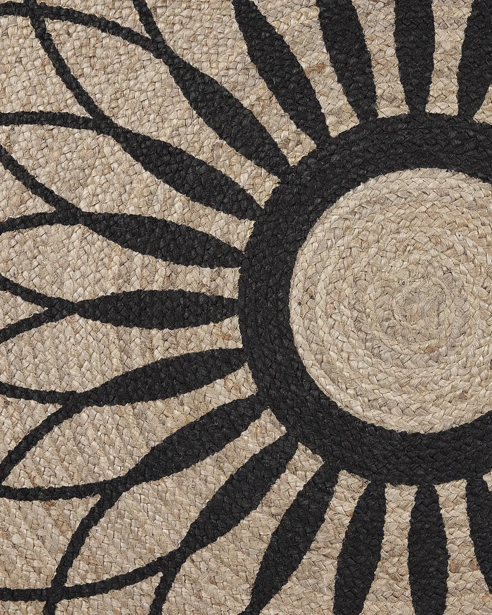 Teppich Jute Beige / Schwarz 140 Cm Kurzflor Kullar