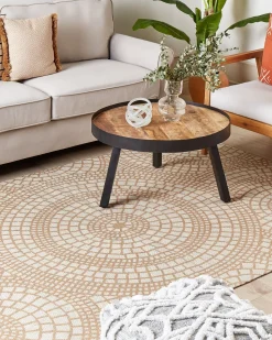 Teppich Jute Beige / Weis 160 X 230 Cm Geometrisches Muster Kurzflor Ariba