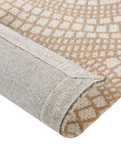 Teppich Jute Beige / Weis 160 X 230 Cm Geometrisches Muster Kurzflor Ariba