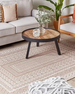 Teppich Jute Beige / Weis 160 X 230 Cm Geometrisches Muster Kurzflor Baglar