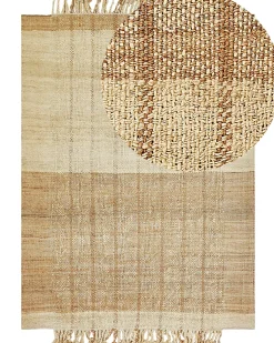 Teppich Jute Hellbeige / Braun 200 X 300 Cm Streifenmuster Kurzflor Karkin