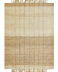 Teppich Jute Hellbeige / Braun 200 X 300 Cm Streifenmuster Kurzflor Karkin