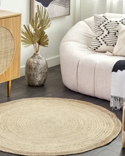 Teppich Jute Hellbeige 120 Cm Kurzflor Menemen